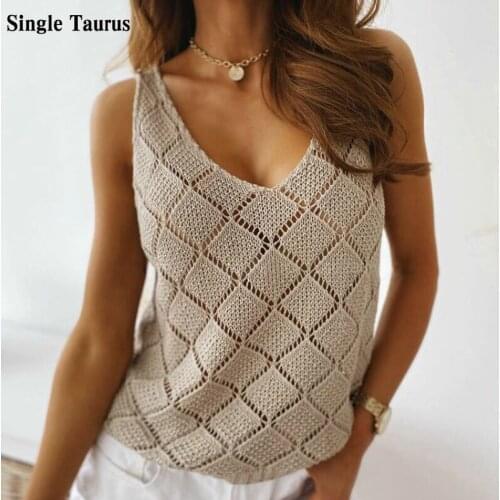 Striped Knitted Shirt for Women V-neck Sexy Sleeveless Summer Shirts Streetwear Tops Blusa Korean Casual Womens Clothing