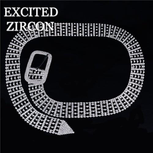 EXCITED ZIRCON Woman shiny exquisite fashion belt luxury crystal hollow belt full rhinestone luxury ladies crystal belt chain