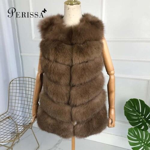 High Quality Natural Blue Fox Fur Vest Luxury Waistcoat Warm Women Jacket Short Sleeveless Coat