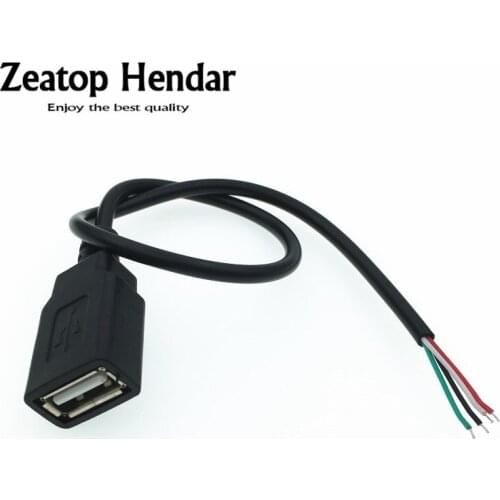 1Pcs Copper 2 Pin / 4Pin USB 2.0 A Female / Male Wire Tinned Jack Charger Cord Extension Connector 30CM 1M 2M Cable DIY 5V