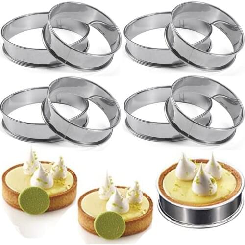 10/5/2pcs Stainless Steel Double Rolled Tart Ring 10/8cm Mould Fruit Pie Cake Molds Muffin Bakeware Kitchen Pastry Baking Tool