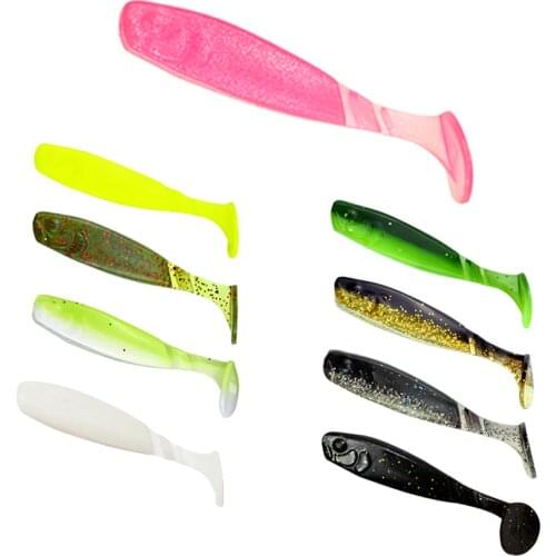 10pcs 55mm Artificial Fishing Lure Silicone Baits T Tail Soft Lure Wobblers Fishing Vivid Pike Bass Lure Fishing Tackle Sinking