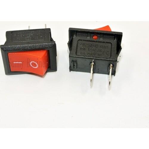100pcs 2 Positions ON-OFF Rocker Switch 2 Pin Copper Feet 250V 6A 125V 10A Red Black
