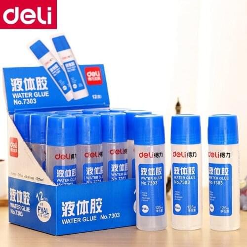 12PCS/LOT Deli 7303 water glue 125ml liquid glue office home school water glue wholesale