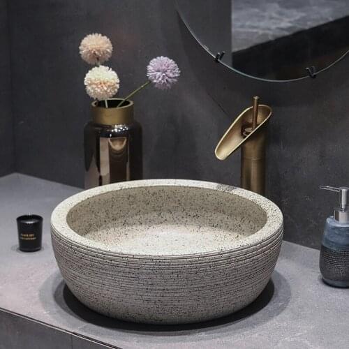 42*15cm Bowl Art Ceramic Countertop WashBasin Oval European Bathroom Shampoo Sinks Washbasin Wash Hand Basins