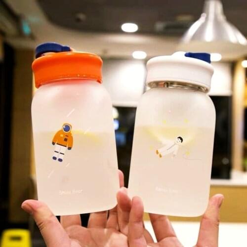 460ml/600ml Astronaut Frosted Glass Water Bottle Fashion Creative Starry Sky Cup Outdoor Portable Bottles For Student Drinkware