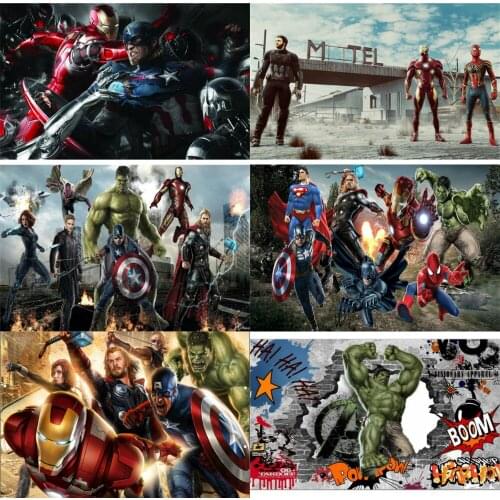5D DIY Diamond Painting Marvel Avengers Superhero Cartoon Iron Man Spiderman Wall Art Pictures for Living Home Decoration Gift