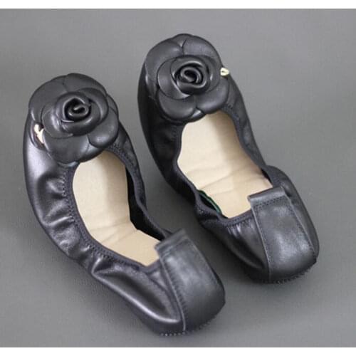 Brands Genuine leather Slip On Ballet Flats Shoes For Women Flowers Flat Shoes Women Fashion Zapatos Mujer Ballerina Flats