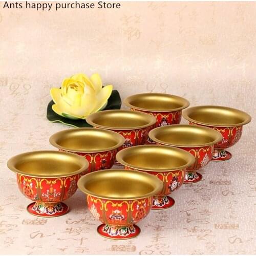 Tibetan buddha bowls Tantra talisman water purifying cups holy water cup Buddhist supplies Dharma cup bowl 8pcs/lot