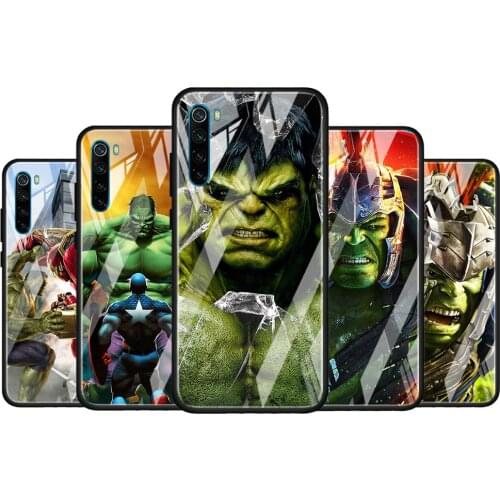 Hulk marvel hero for Xiaomi Redmi K40 K30 K20 Pro Plus 9C 9A 9 8A 7 Luxury Shell Tempered Glass Phone Case Cover
