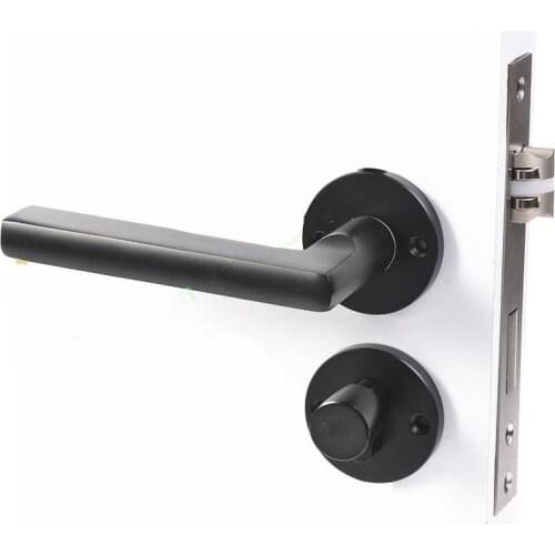 Black space aluminum door handle Interior / Bedroom door lock Split Silent door lock ,Door hardware