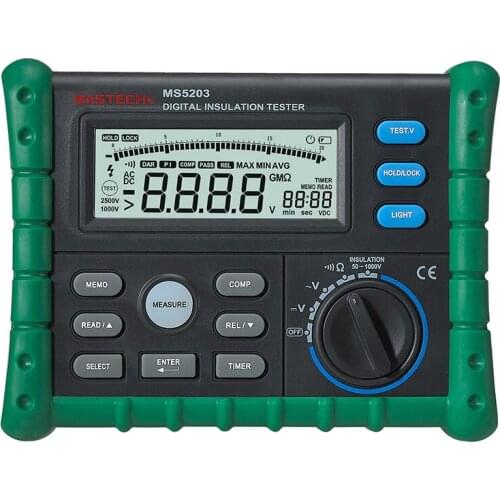 MASTECH MS5203 DIGITAL INSULATION TESTER 50V~1000V 1.8mA 100G ohm AC/DC Voltage