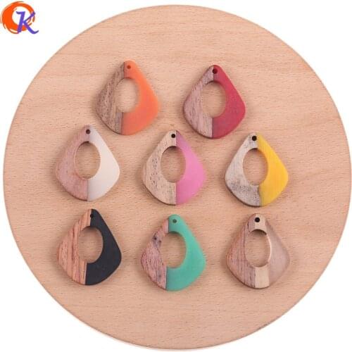 Cordial Design 30Pcs 28*32MM Jewelry Accessories/DIY Earrings Making/Drop Shape/Natural Wood & Resin/Hand Made/Earring Findings