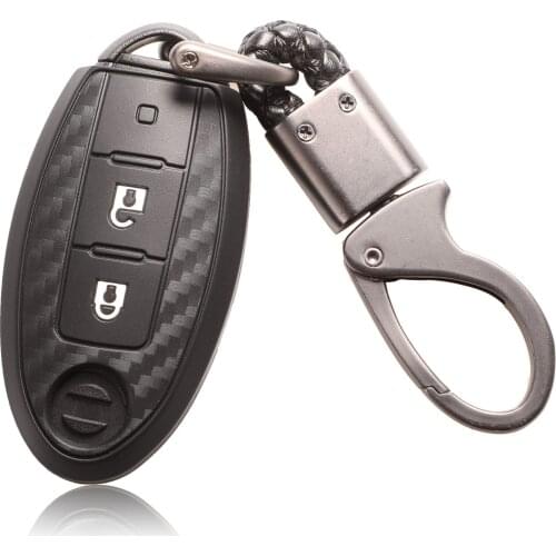 Bilchave Carbon Silicone Remote Key Case Cover Fob For Nissan X-Trail 370Z Cube Micra Qashqai Juke Leaf Tiida Cube Quest Versa