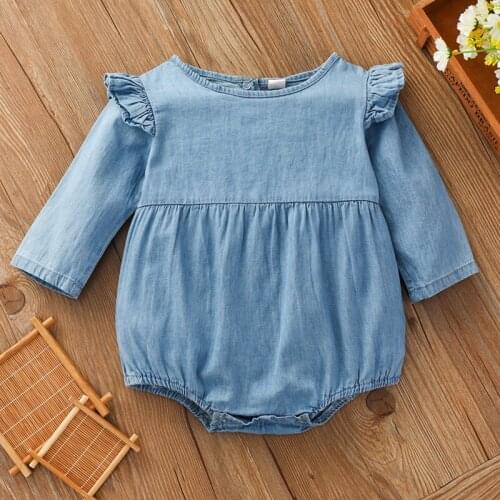 2020 TALLOLY new summer baby jumpsuit spring and autumn denim fly sleeve open back romper romper