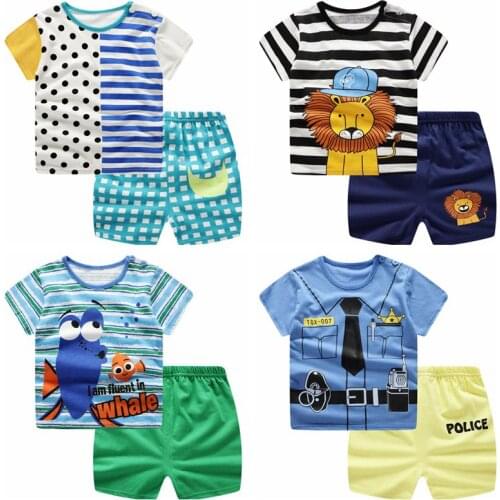 2pcs Baby Boy Clothing Set Cotton Baby Girl Short Sleeve Set Summer New Childrens T-shirt +shorts Sets Cartoon Kids Clothes Set