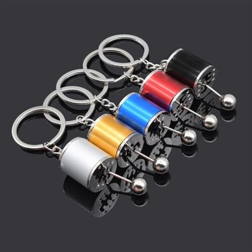 Creative Car 6 Speed Gearbox Gear Head Keychain Manual Transmission Lever Metal Key Ring Car Refitting Metal Pendant Keychain