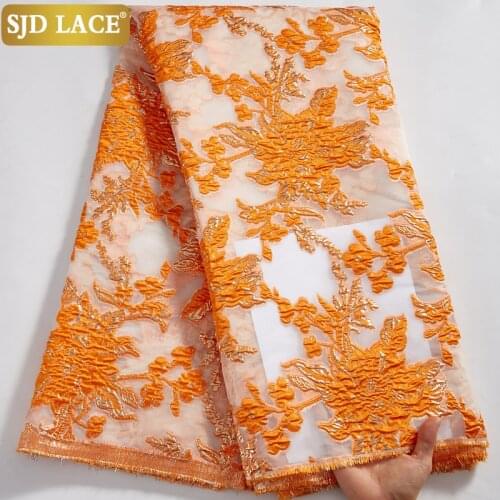 SJD LACE 2021Hot Sale French Gild Lace Fabric Jacquard Brocade Tulle Embroidery African Mesh Lace Fabric For Party MaterialA2579