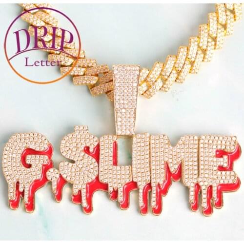 Custom Name Pendant Glow In Dark Drip Real Gold Plated for Men Hip Hop Jewelry