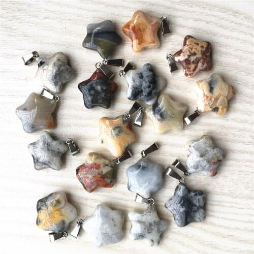 Hot Fashion Assorted Natural Stone Crazy Agates Star Charms Pendants Necklace for DIY Trendy Jewelry Making 50pcs Wholesale