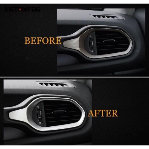 For Jeep Renegade 2014-2017 2018 2019 Matte Side Front Air Condition AC Vent Outlet Cover Trim Sticker Accessories Car Styling