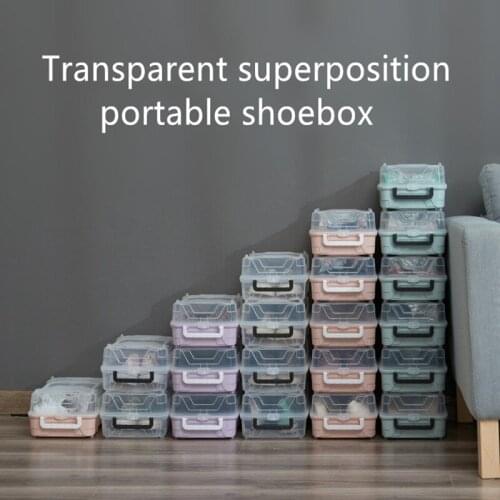 Multifunctional Storage box Thicken Transparent Plastic Stackable Storage Case Sundries Container Home Use Shoebox