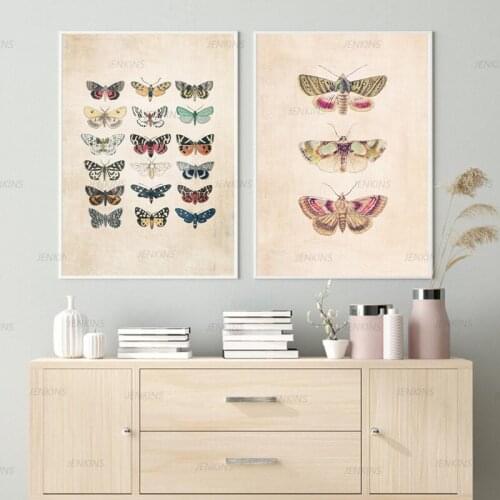 Nature Insect Vintage Butterfly Kids Nursery Education Wall Art Canvas Painting Posters Prints Wall Decor Kids Home Decoration