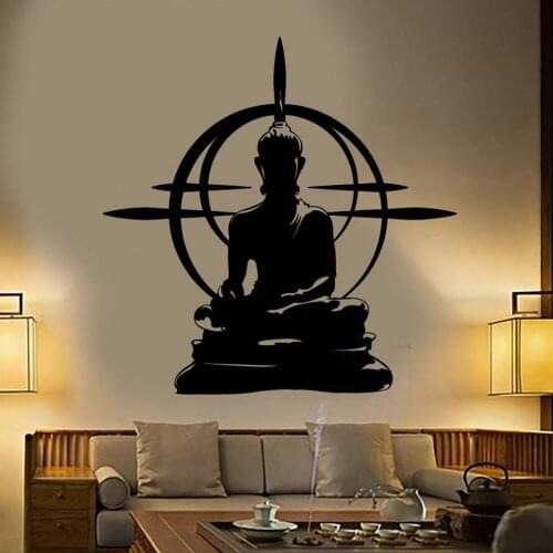 Meditating Buddha Wall Stickers Yoga Bedroom Decorations Inspirational Vinyl Wall Decals Living Room Fitness Centre Decor W293