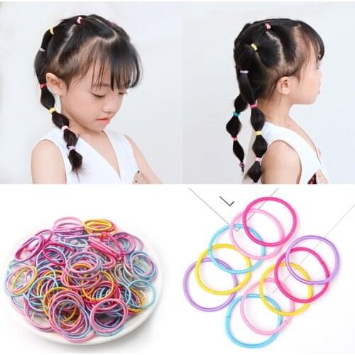 100pcs/lot 3CM Hair Accessories Girls Rubber bands Scrunchy Elastic Hair Bands kids baby Headband decorations ties Gum for hair