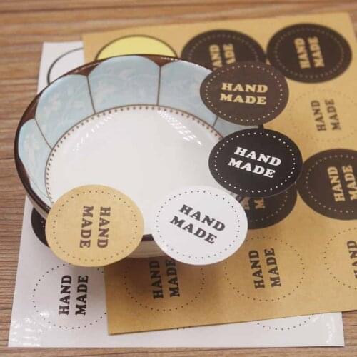 HAND MADE white /brown /black color 3.5cm round shape DAdhesive Paper Stationery Label Scrapbooking Japan Sticker Flake Handmade