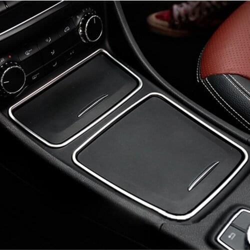 SBTMY 2pcs Center Console Storage Box Cigarette Ashtray Holder Cover Trim sticker For Mercedes Benz CLA GLA Class W176 C117