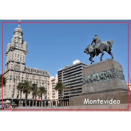 SOUVEMAG Rectangle 78*54*3 mm Uruguay Montevideo Rigid Metal Wrapped Keepsake Refrigerator Magnets 20462