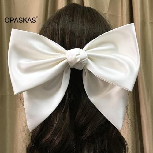 Bow Hairpin Headdress Bridal Wedding Hair Accessories White Satin High Quality Oversized Soft and Comfortable PT