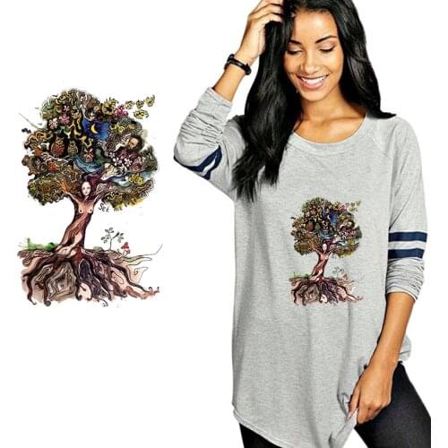 Witch Life Tree Iron on Heat Transfer Printing Patches Stickers Washable for Clothes T-shirts Hoodies DIY Appliques New 2018