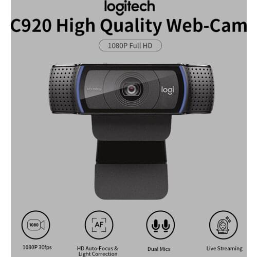 Logitech HD Pro Webcam C920 1080P 30fps Camera Widescreen Video Calling Recording Laptop Web Cam Auto-Focus Glass Lens Camerea