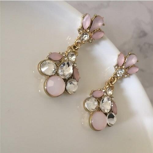High Quality Luxury Drop Earrings Inlay Various Color and Shape Stone Flowers Drop Earrings for Evening Party