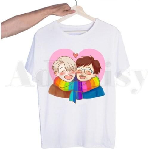 Yuri on Ice Anime YURI!!! on ICE Figure Skating Tshirts Men Fashion Summer T-shirts Tshirt Top Tees Streetwear Harajuku Funny