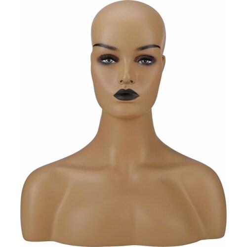 Female Firberglass Mannequin Head With Shoulders For Wig