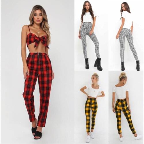 Streetwear Women High Waist Zipper Striped Skinny Slim Long Pencil Pants Trousers Size 2XL