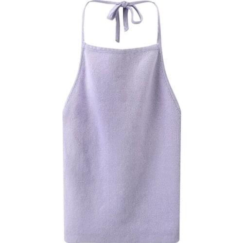 Sweet Women Soft Cotton Halter Collar Sling 2021 Summer Fashion Ladies High Street Sexy Sling Female Solid Color Slim Sling Top