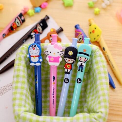 1Pcs 0.7mm Creative Kawaii Black Head Cat Soldier Ballpoint Pens Ballpen For Office School Student Writing Supplies Stationery