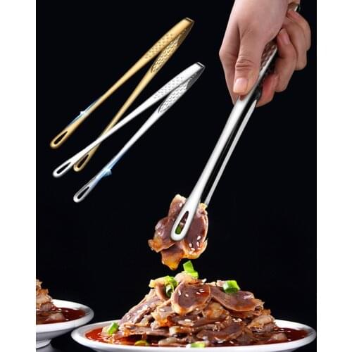 1 Pcs Stainless Steel Food Tongs Long Handle Non-Slip Korean Barbecue Tongs Steak Clamp Tongs Kitchen Cooking Tools Accessories