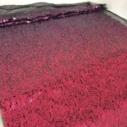 1Y/Lot african red Gradient glitter sequins fabric by the yard for nigth dress stage cloth decoration