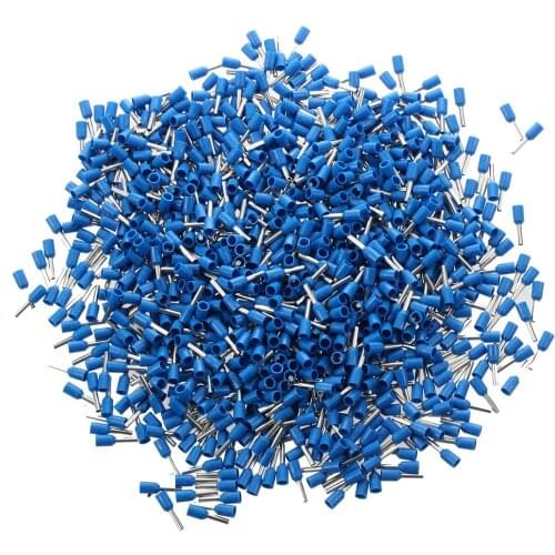 1000Pcs Crimp Connector Insulated Pin Terminal Blue for AWG 16 Wire