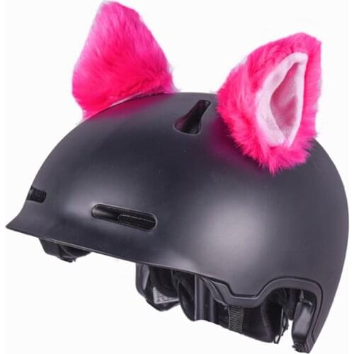 2Pcs Set Motorcycle Helmet Cute Cat Ears Full Face Off Road Helmet Decor Accessories Motocross Plush Helmet Sticker Styling