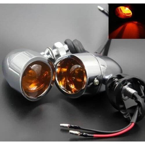 2pcs Universal 12v Motorcycle Chrome Turn Signals Indicators Blinkers Lamp Custom Cafe Racer Old School Dual Sport bike Touring
