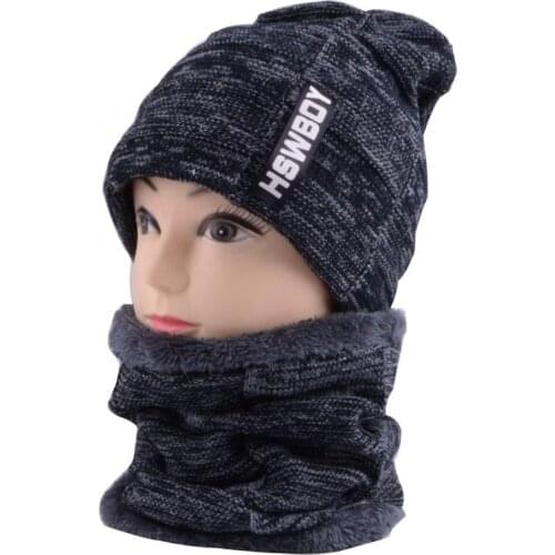 2018 Winter Hat Scarf Set Unisex Mix Color Knit Beanies Velvet Hat Men Cap Women Warm Thicken Hedging Caps Ski Soft Ring Scarf