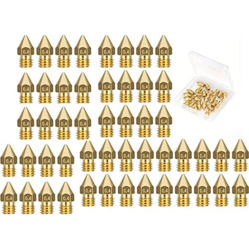 50 Pcs 3D Printer Extruder Nozzle-MK8 0.4 Mm Nozzle for Ender 3 Anet A8 Makerbot MK8 Creality CR-10 CR-10S S4 S5 3Pro 5