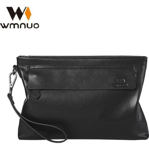 Wmnuo Brand Clutches Bag Men Letter Black Envelope Bag Hand Bag Cow Genuine Leather Wallet For Male Clutch Business Wristlets