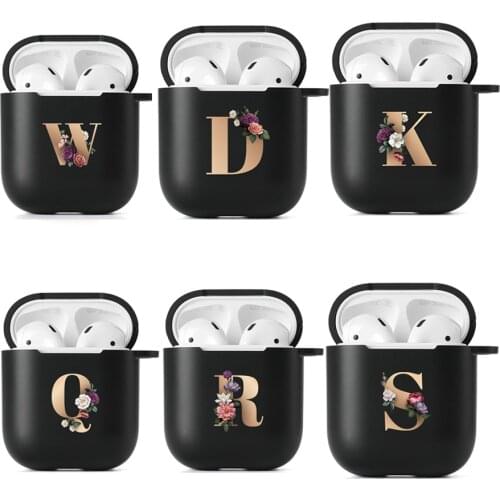 Airpods Case For Airpods 2 Earphone Earbuds Case Airpods Pro Protector Air Pods Cover Silicone Bags Black Rose Gold 26 Letters